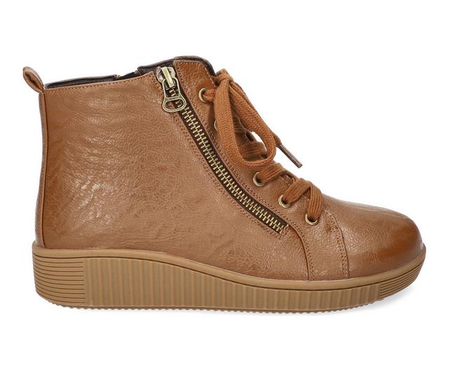 Women's Easy Works by Easy Street Hollyann Booties in Tan Burnished color