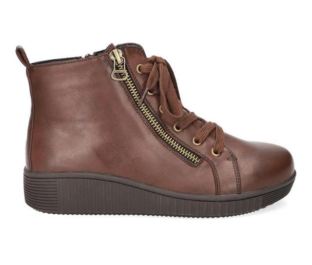 Women's Easy Works by Easy Street Hollyann Booties in Brown Burnished color