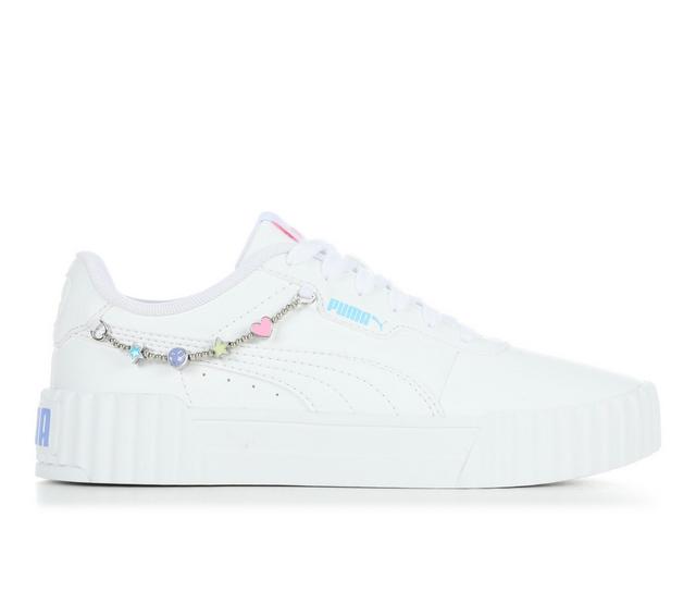 Girls' Puma Big Kid Carina 3.0 Charms Jr. Sneakers in White/Blue color
