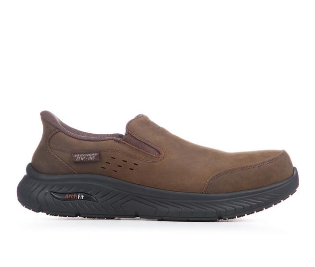 Men's Skechers Work Archfit Crosser Carbon Nano Slip On Work Shoes in Crazy Horse color