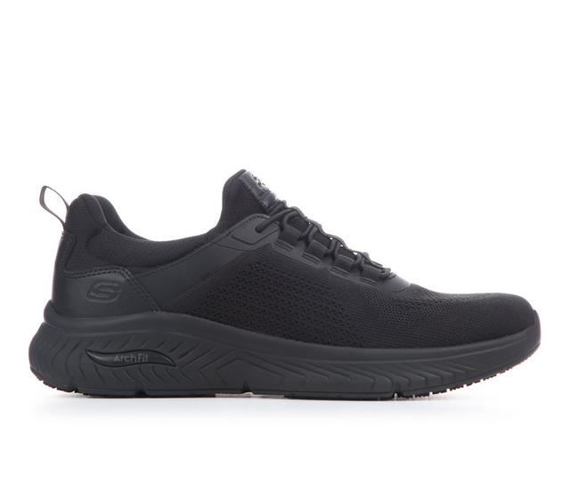 Men's Skechers Work Arch Fit Crosser Slip-Resistant Shoes in Black color