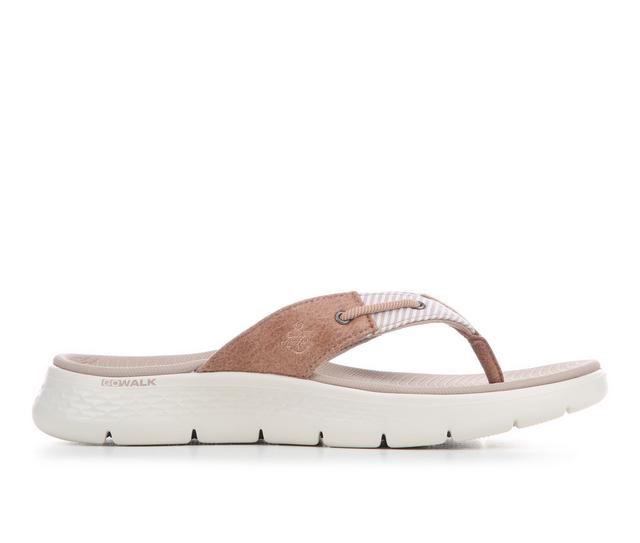 Women's Skechers Go Go Walk Flex Sandal 141525 Flip-Flops in Taupe Seersucke color