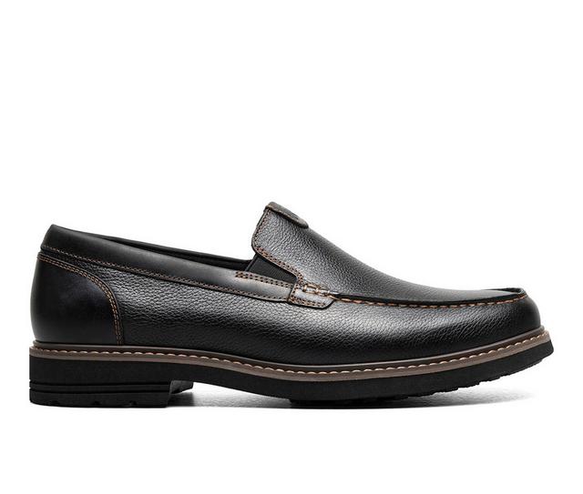 Men's Nunn Bush Owen II Moc Toe Venetian Slip On Loafers in Black Tumbled color