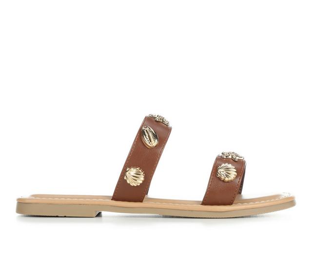 Women's Soda Shell Sandals in Dark Tan color