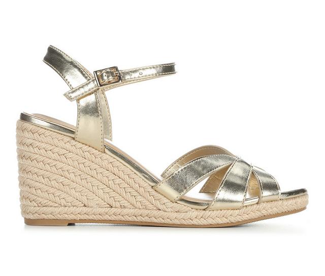 Women's Blue Aura Avery Wedges in Gold color