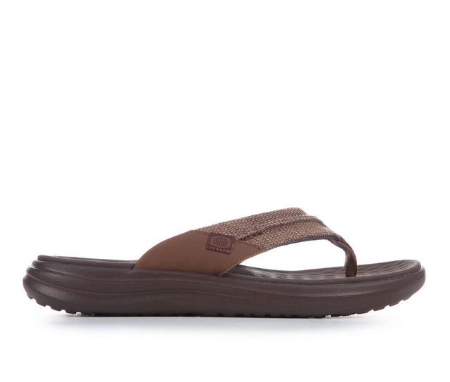 Men's HEYDUDE Finn Flip Braided Flip-Flops in Chocolate color