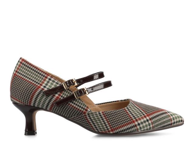 Women's Journee Collection Carnation Pumps in Cream Plaid color