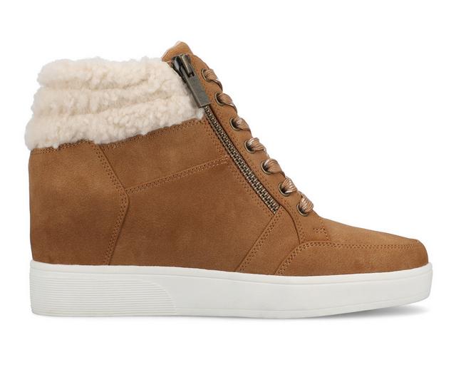 Women's Journee Collection Clarity Wedges in Cognac color