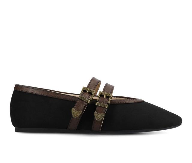 Women's Journee Collection Florene Flats in Black/Chocolate color