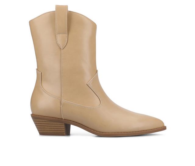 Women's Journee Collection Fritzie Western Boots in Taupe color