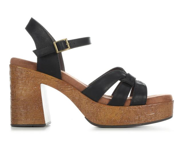 Women's White Mountain Barista Platform Sandals in Black color