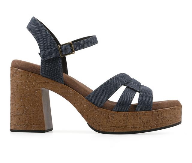 Women's White Mountain Barista Platform Sandals in Denim Blue color