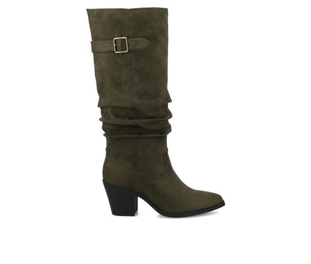 Women's Journee Collection Kaleah Knee High Boots in Olive Suede color