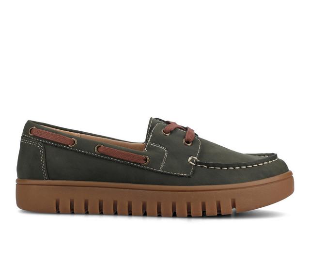 Women's Journee Collection Marion Boat Shoes in Olive color