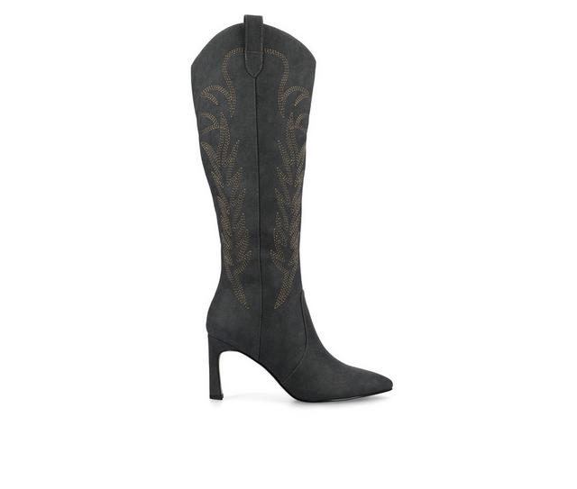 Women's Journee Collection Laramie Knee High Boots in Charcoal color