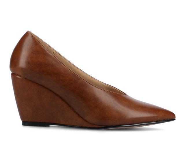 Women's Journee Collection Danika Wedges in Cognac color