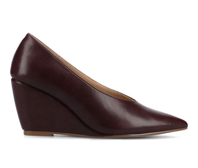 Women's Journee Collection Danika Wedges in Oxblood color