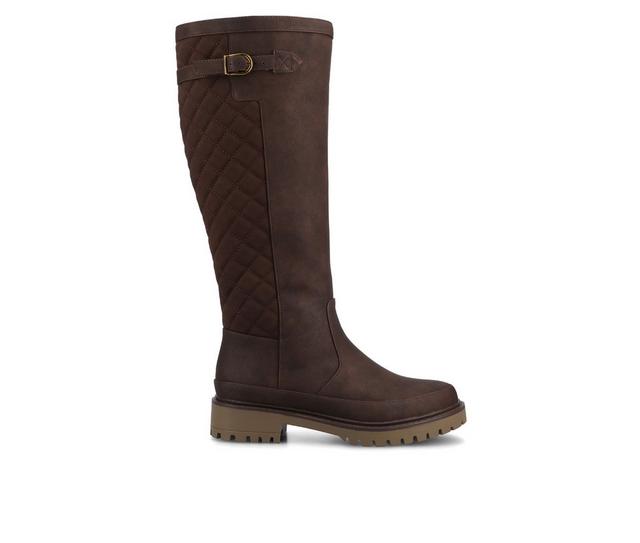 Women's Journee Collection Zemmie Knee High Boots in Chocolate color