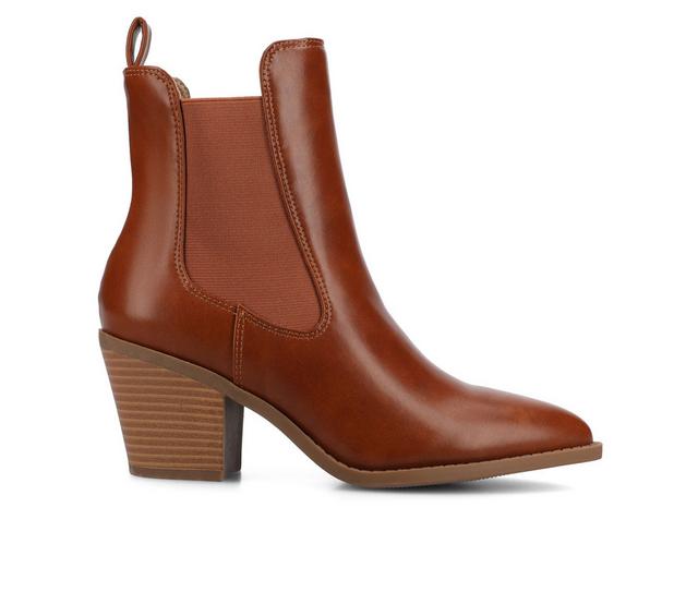 Women's Journee Collection Rosemary Booties in Cognac color