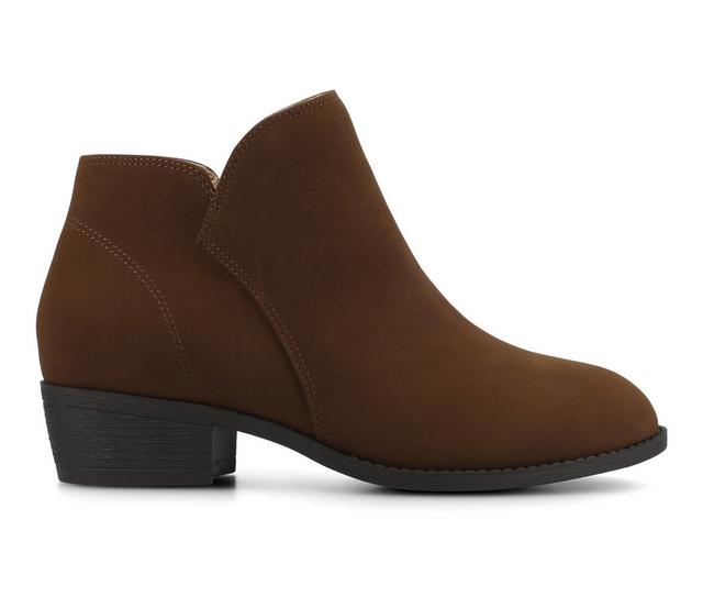 Women's Journee Collection Solarah Booties in Nubuck/Tan color