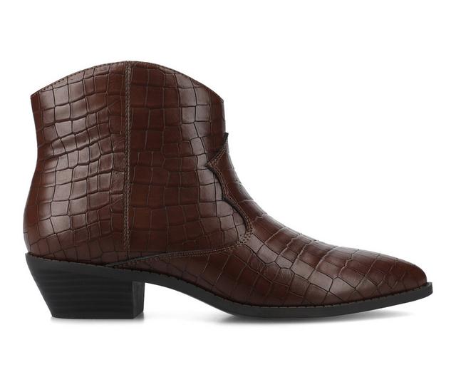 Women's Journee Collection Taliah Booties in Croco/Brown color