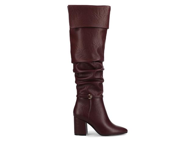Women's Journee Collection Floretta Knee High Boots in Oxblood color