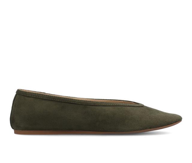 Women's Journee Collection Fortune Flats in Olive color