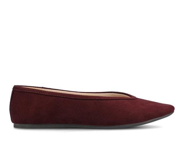 Women's Journee Collection Fortune Flats in Oxblood color