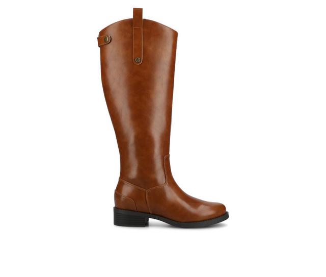 Women's Journee Collection Gema Wide Calf Knee High Boots in Cognac color