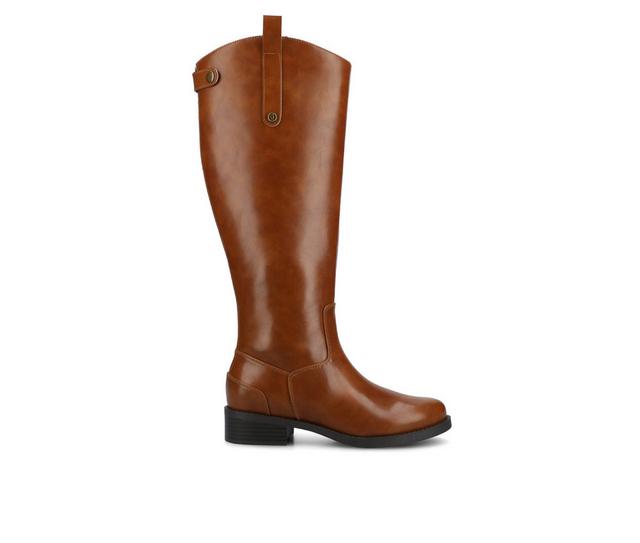 Women's Journee Collection Gema Extra Wide Calf Knee High Boots in Cognac color