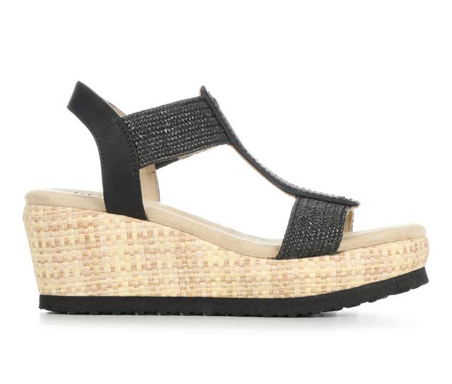 Women's Blue Aura Jenna Wedges in Black color