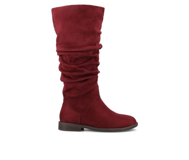 Women's Journee Collection Pennie Knee High Boots in Oxblood Suede color