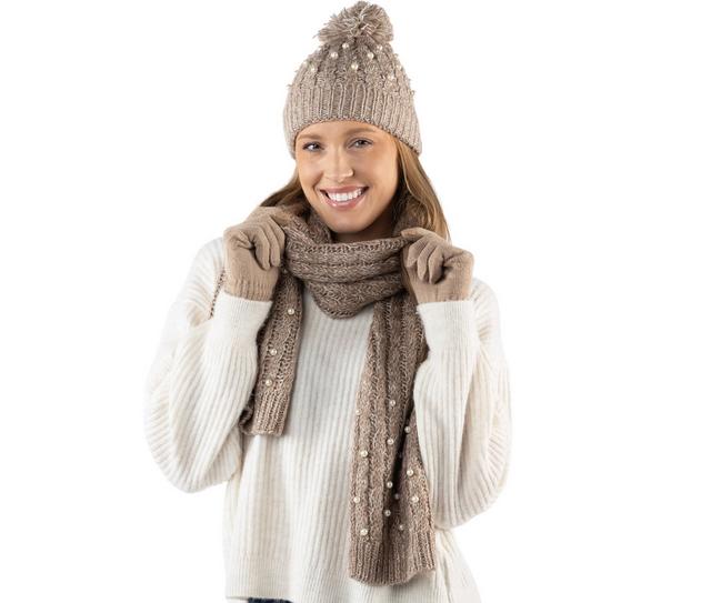 AW Items 3Pcs Set W/Pearls in TAUPE color