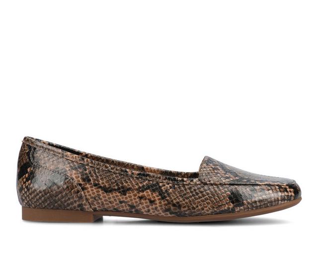 Women's Journee Collection Noelia Flats in Snake/Brown color