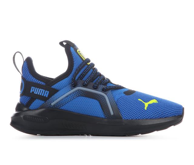 Kids' Puma Enzo 5 PS Running Shoes in Blue/Blk/Lime color