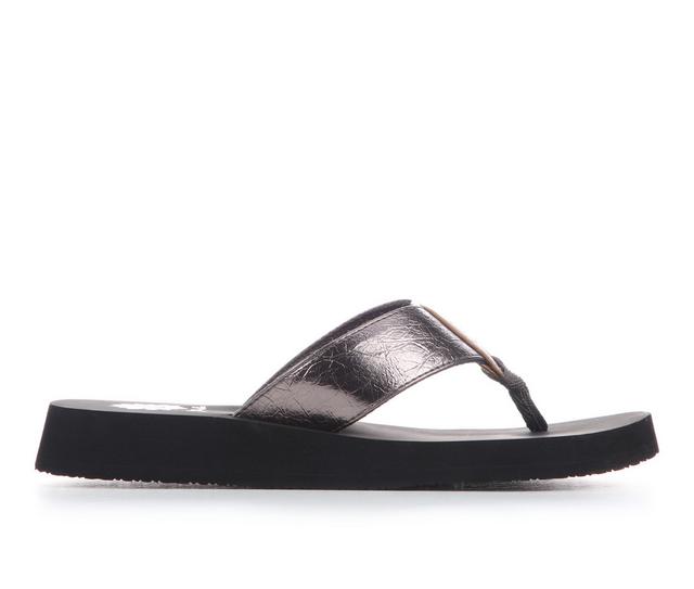 Women's Yellow Box Camala Flip-Flops in Pewter color
