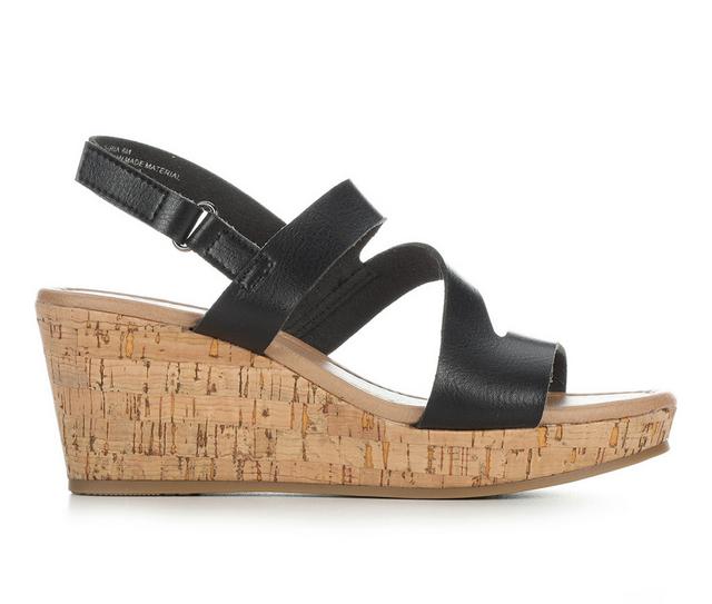 Women's Blue Aura Daria Wedges in Black color