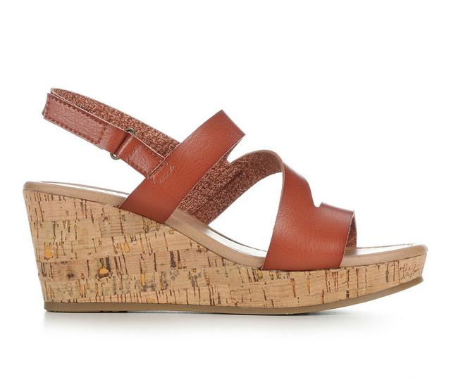 Women's Blue Aura Daria Wedges in Dk Brown color
