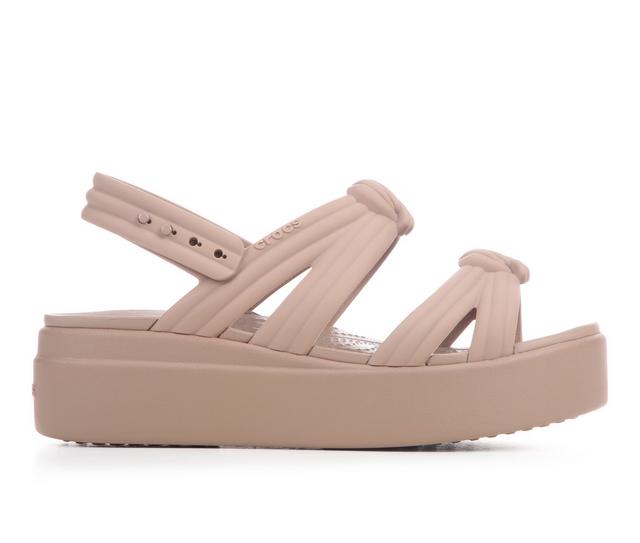 Women's Crocs Brooklyn Knot Low Wedge in Latte color