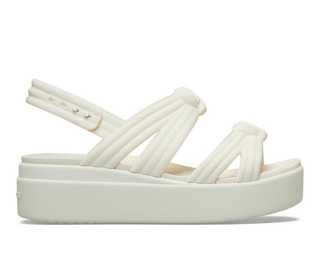 Women's Crocs Brooklyn Knot Low Wedge in Ivory color