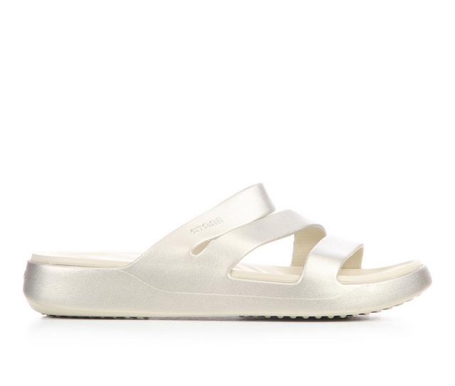 Women's Crocs Getaway Metallic Strappy Sandals in Champagne color