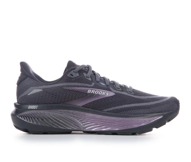Women's Brooks Ghost 18 Running Shoes in Blk/Prp/Met 1B color