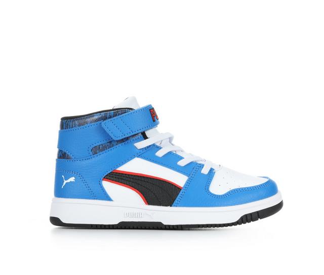 Kids' Puma Little Kid Rebound Layup Crazy Sneakers in Blue/White/Blck color
