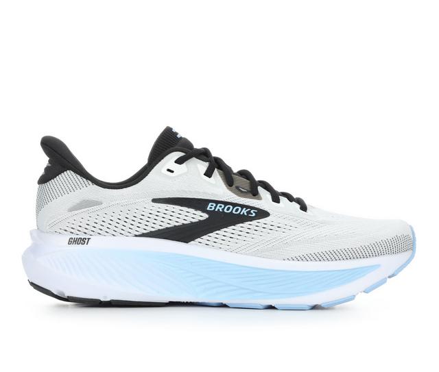 Men's Brooks Ghost 18 Running Shoes in Wht/Blk/Blu color