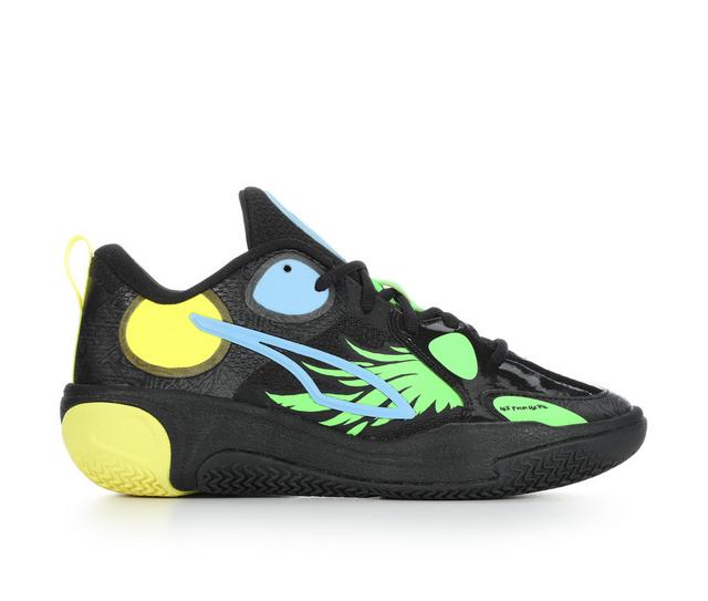 Kids' Puma MB World.01 Jr Basketball Shoes in Blk/Ylw/Grn/Blu color