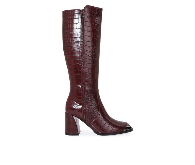 Women's Ninety Union Lux Knee High Boots in Burgundy color