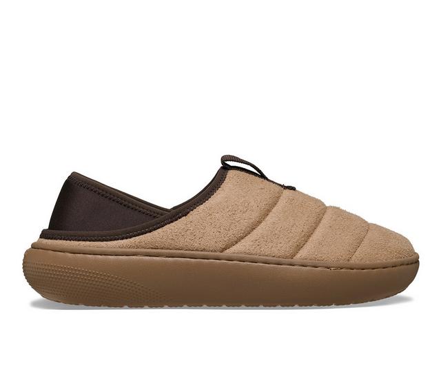 Adults' Crocs Classic Vegan Suede Moc Clogs in Milk Chocolate color