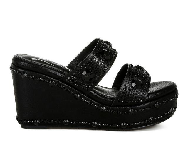 Women's London Rag Iki Diki Wedges in Black color