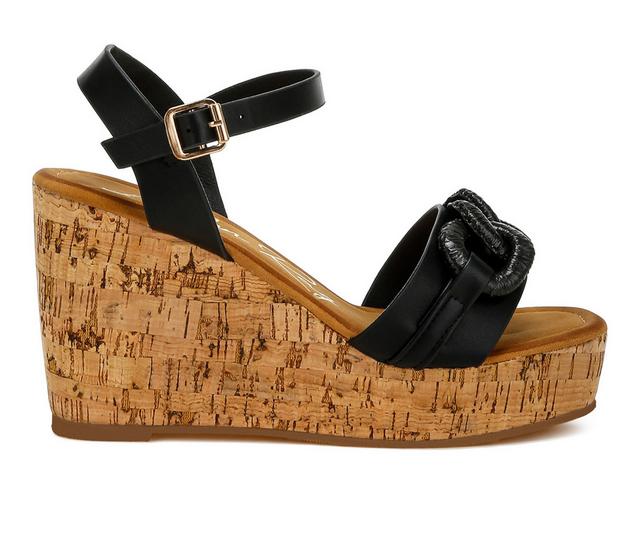 Women's London Rag Emelda Wedge Sandals in Black color