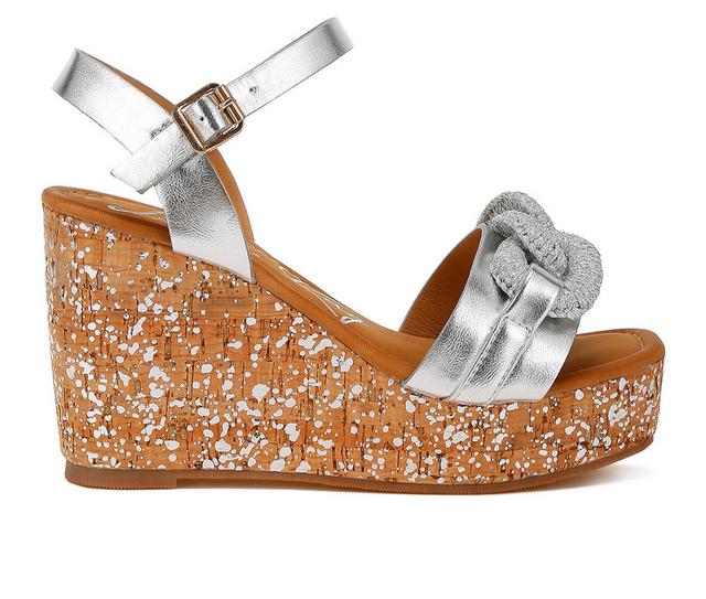 Women's London Rag Emelda Wedge Sandals in Silver color